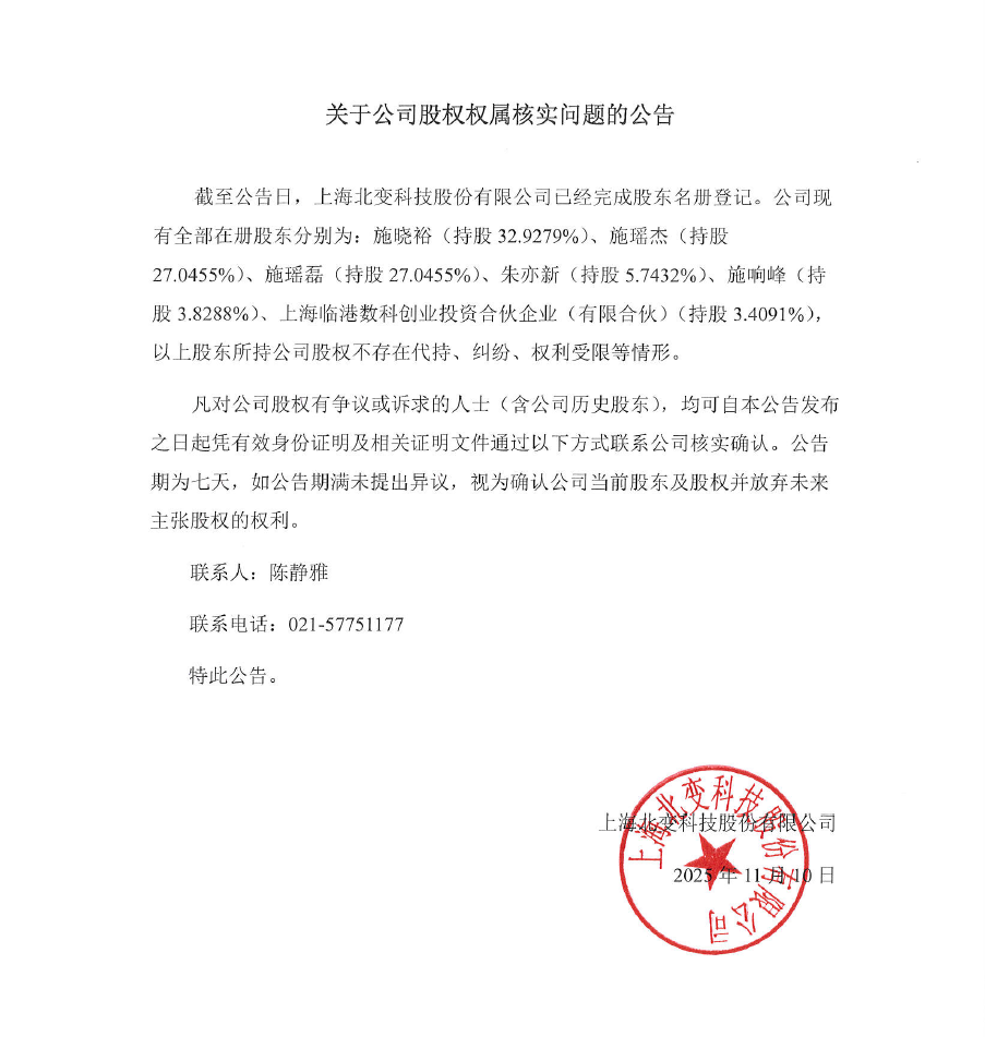 Announcement Regarding the Verification of Company Equity Ownership（images 1）
